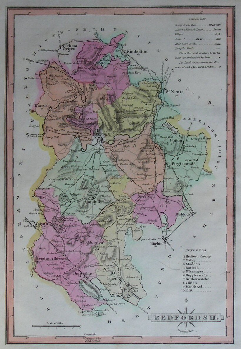 Map of Bedfordshire - Wallis